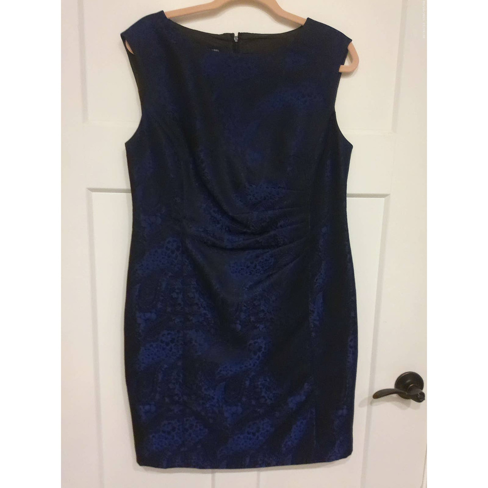 Black Label by Evan Picone Sleeveless A-Line Blue/Black Dress, Size 10